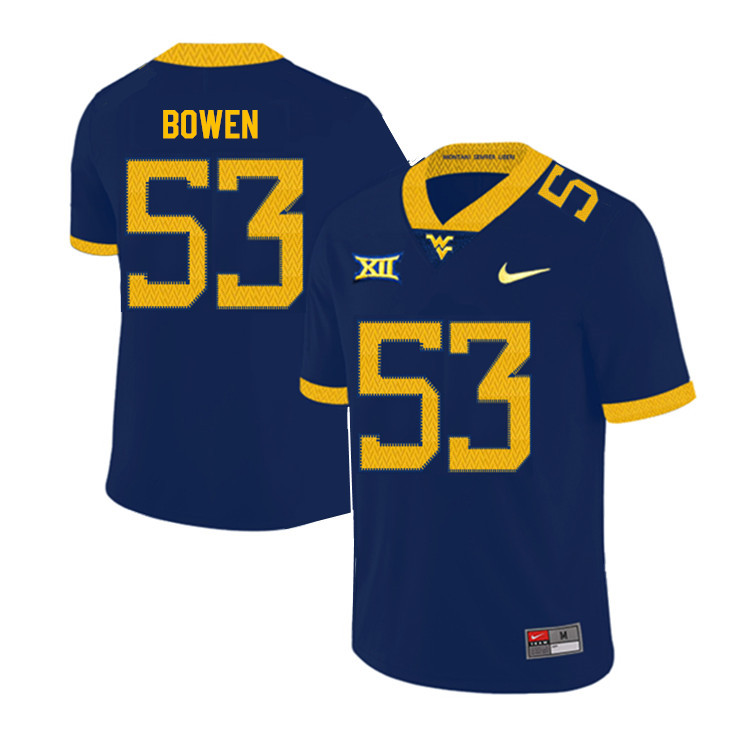 2019 Men #53 Roemeo Bowen West Virginia Mountaineers College Football Jerseys Sale-Navy